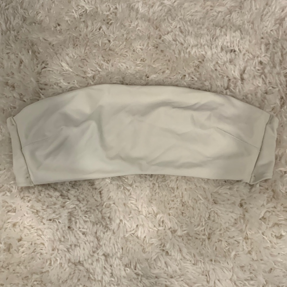 White strapless bathing suit top